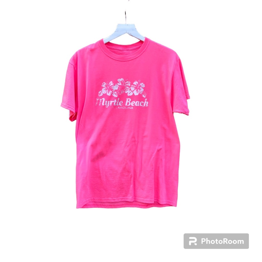 Myrtle Beach Graphic Tee Shirt Hibiscus Pink Sz.